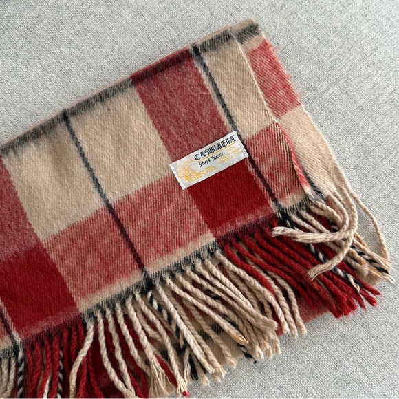 Plaid Red Cashmere Scarf - Picture 5 of 5
